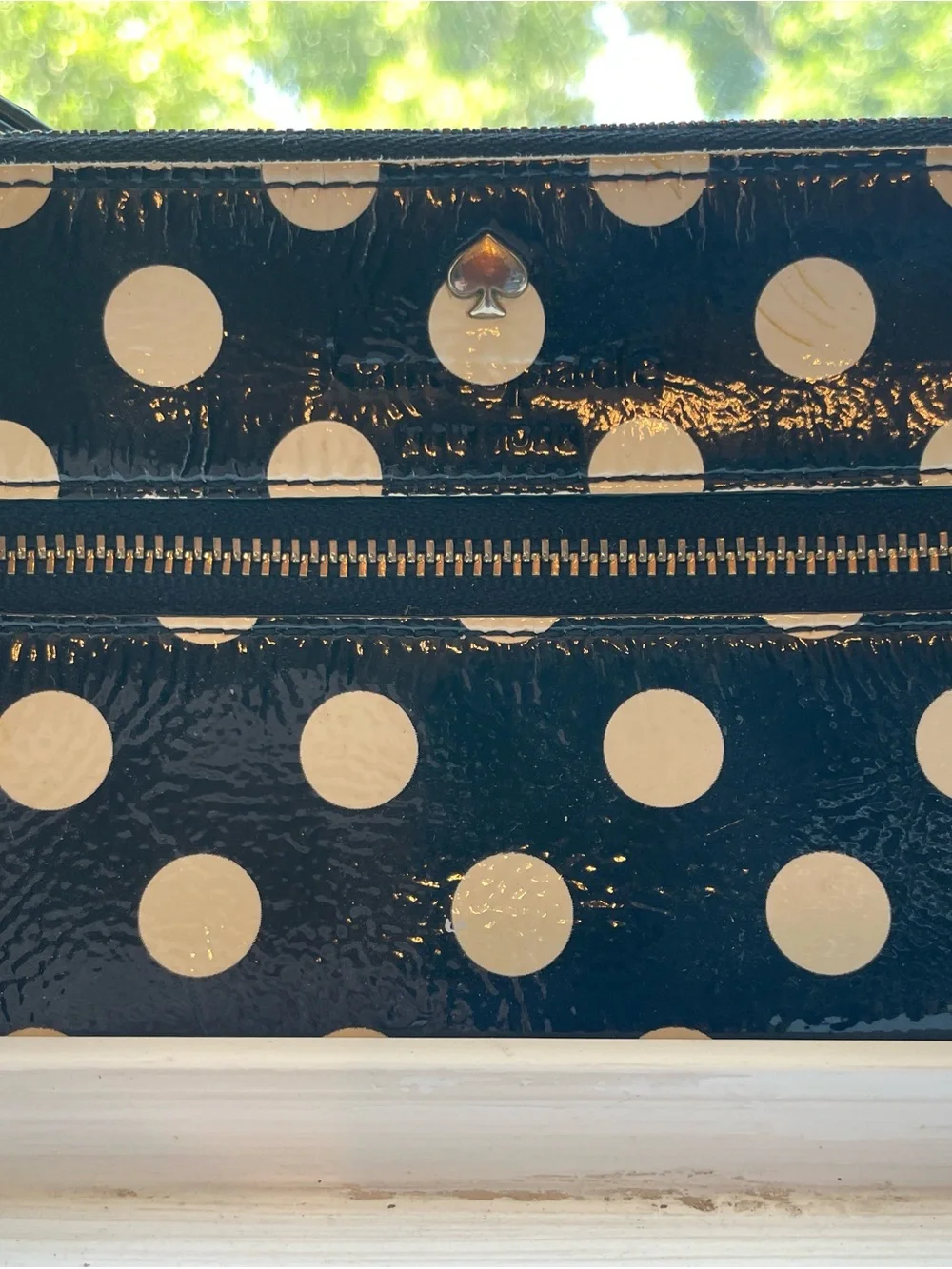 kate spade Black Polka Dot Patent Leather Wristlet